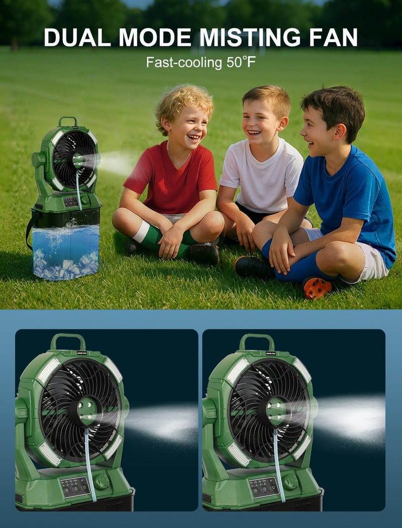 SAVIOR COOL Portable Misting Fans - 6L Water Tank, 20000mAh Rechargeable Outside Water Fans with Remote Control, LED Light Adjustable Spray Mister Fan with Hook/Bucket, Misters for Outdoor Patio/Camping - Image 4
